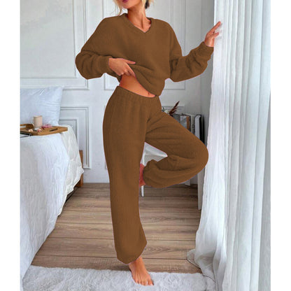 Dames Ensemble de lounge en polaire douillet avec taille élastique Chic und Stil