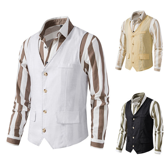 Formal vests for men with trendy striped pattern and practical pockets Chic and Style
