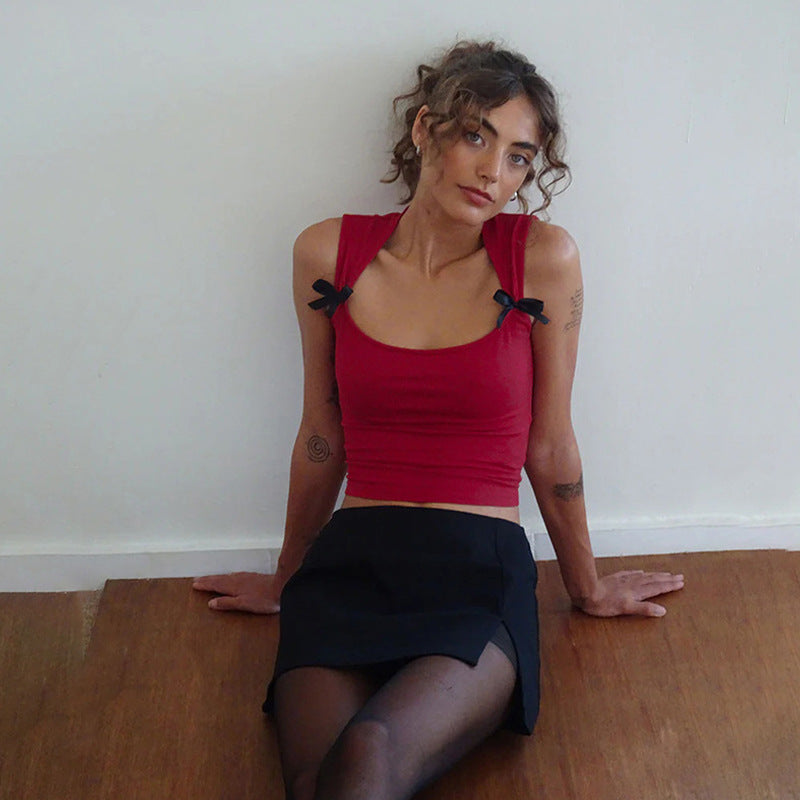 Dames Élégant Top avec Détail de Noeud Chic und Stil