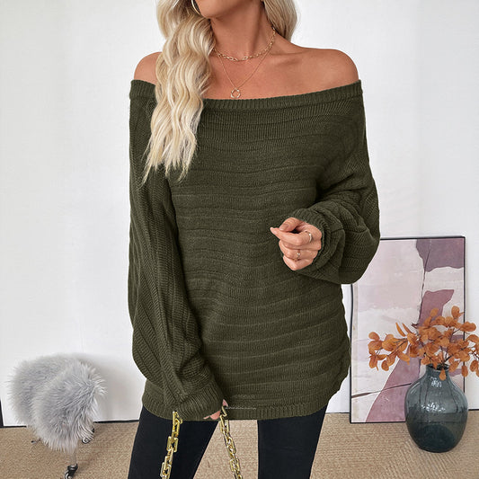 Pull décontracté pour femmes avec un design sans épaules et des manches volumineuses Chic und Stil