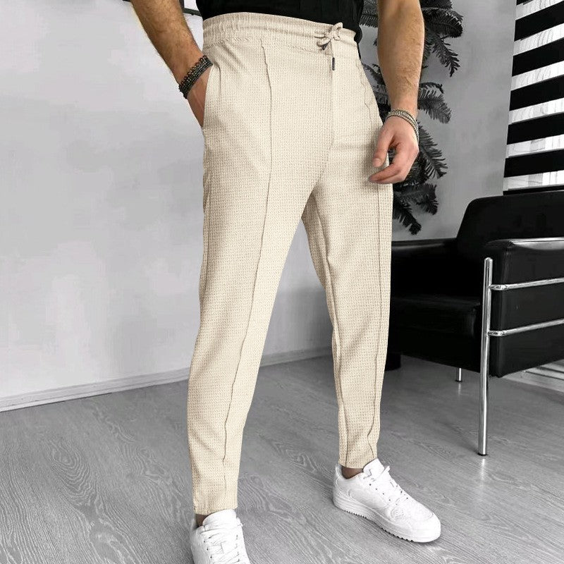 Luxury men's pants with elastic drawstring and textured design Chic and Style