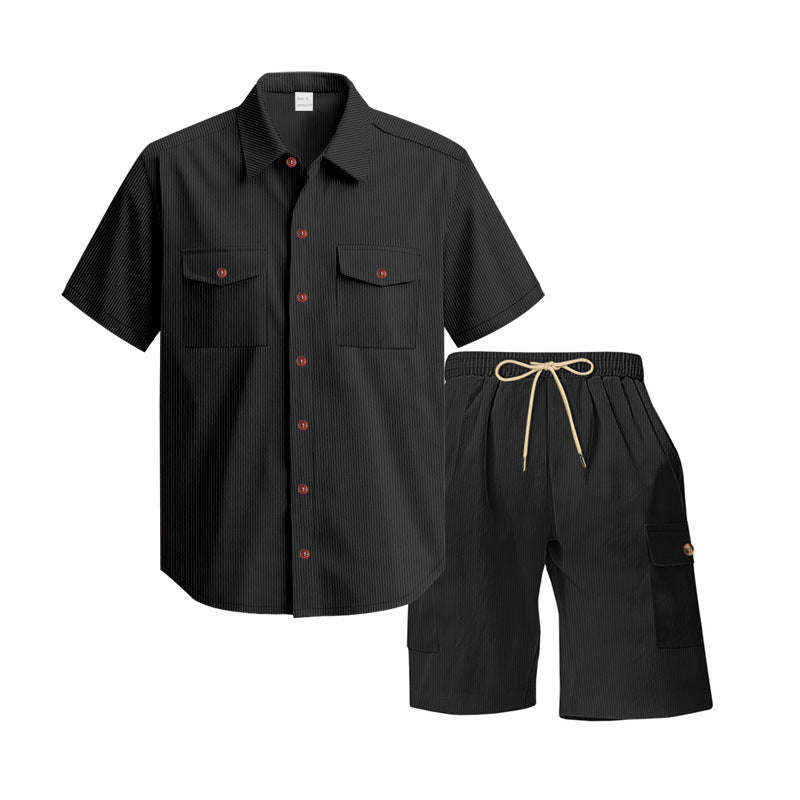 Chemise à manches courtes décontractée pour hommes et ensemble de shorts de loisirs avec poches pratiques Chic und Stil