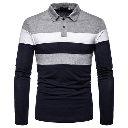 Men's long sleeve polo with chic sporty two-tone design