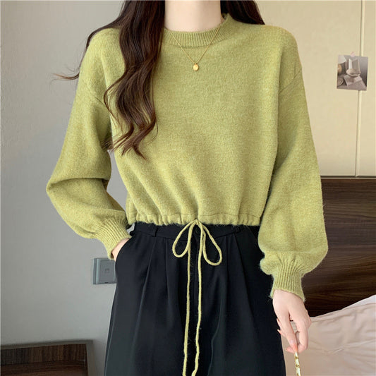 Pull décontracté pour femmes avec cordon de serrage et manches volumineuses Chic und Stil