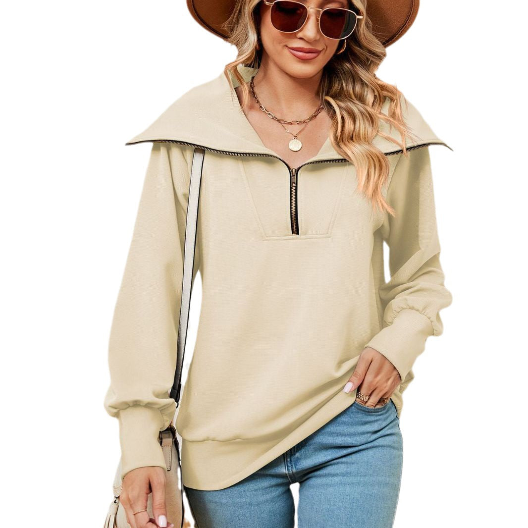 Pull femme avec col montant moderne et fermeture éclair Chic und Stil