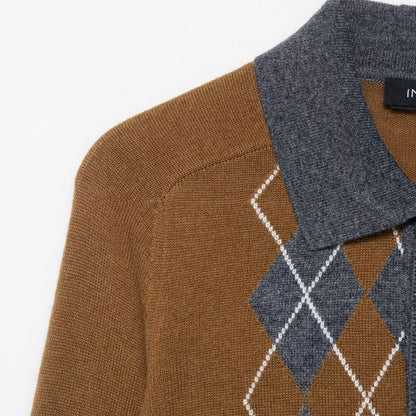 Pull femme avec un motif losange moderne et col polo Chic und Stil