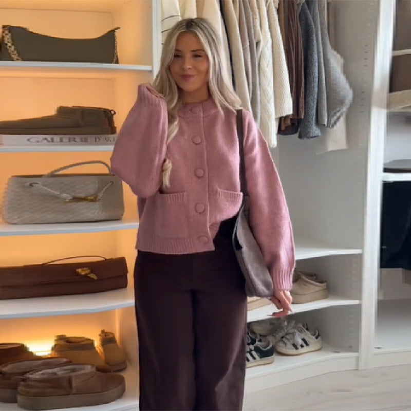 Oversized knit jacket for women with button details Chic und Stil