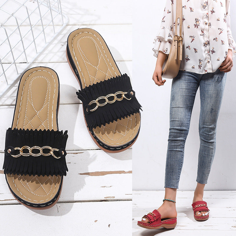 Dames Franges Slides Chic und Stil