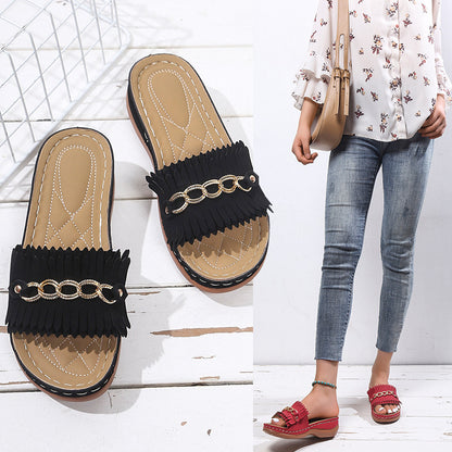 Dames Franges Slides Chic und Stil