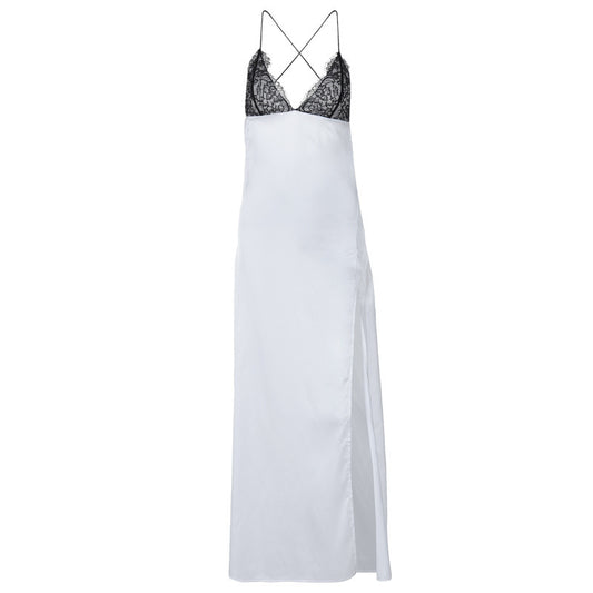Robe maxi en dentelle élégante pour femmes avec une fente profonde et des bretelles spaghetti Chic und Stil
