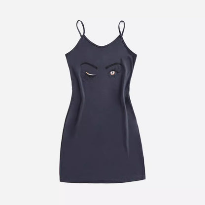 Robe mini pour femmes avec tissu respirant et motif d'yeux créatif Chic und Stil