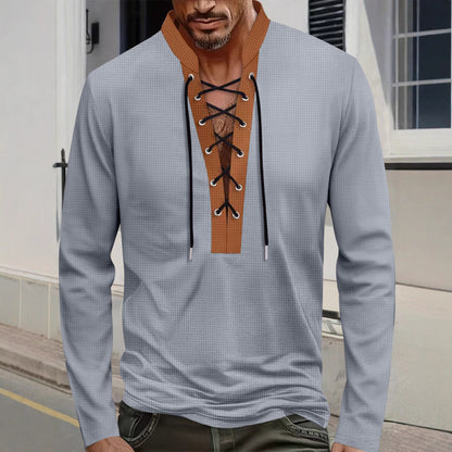 Chemise à manches longues pour hommes avec un design de lacets moderne Chic und Stil