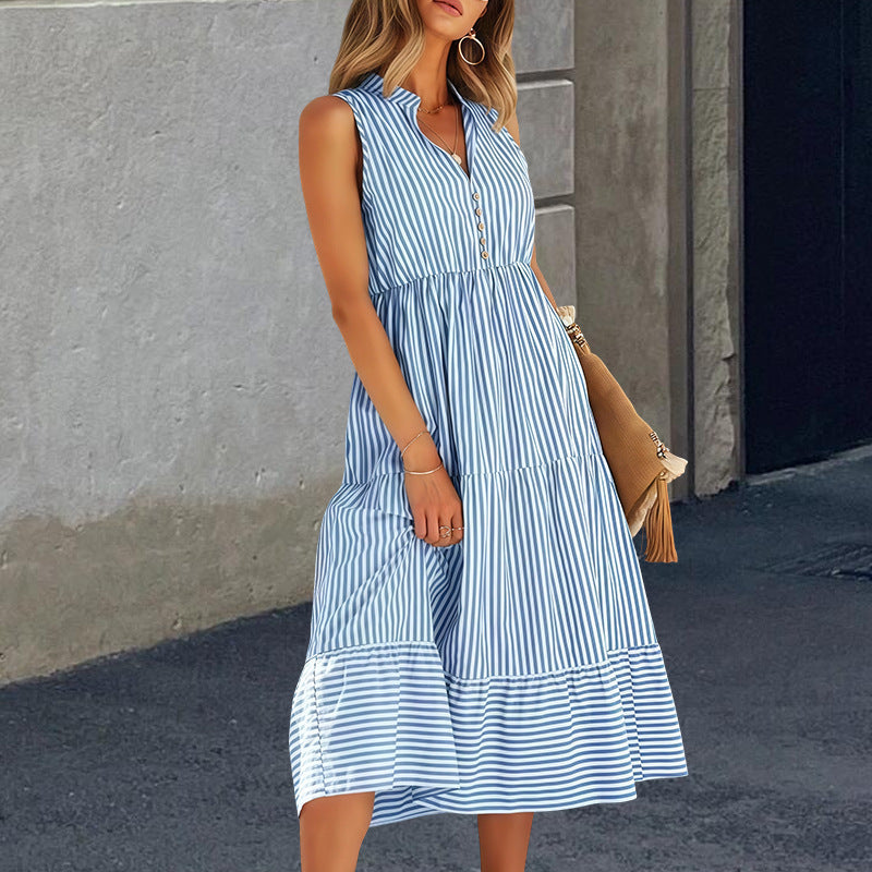 Robe-chemise femme à manches longues avec patte de boutonnage et design rayé Chic und Stil