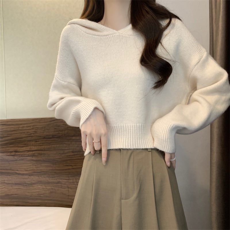 Pull en tricot décontracté à capuche pour femmes avec des manches amples Chic und Stil