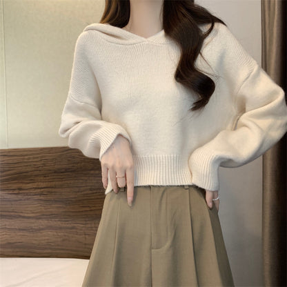 Pull en tricot décontracté à capuche pour femmes avec des manches amples Chic und Stil