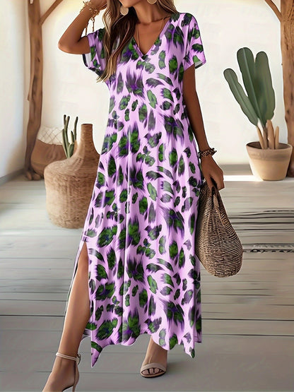 Robe maxi femme avec élégant décolleté en V et fentes latérales Chic und Stil