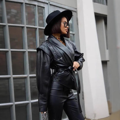 Fashion faux leather jacket for women with decorative lacing and a contemporary cut Chic and Style