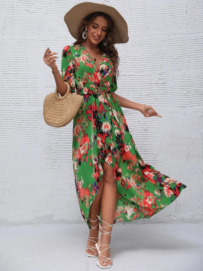 Robe maxi florale bohème pour femmes avec fente latérale Chic und Stil