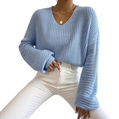 Pull structuré pour femmes avec décolleté en V et manches larges Chic und Stil