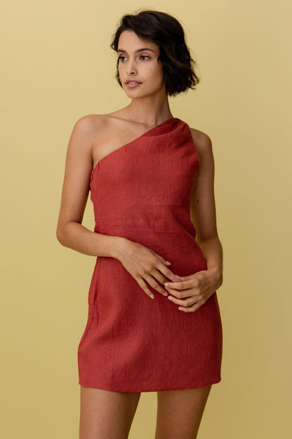 Robe d'été en lin asymétrique pour femmes Chic und Stil
