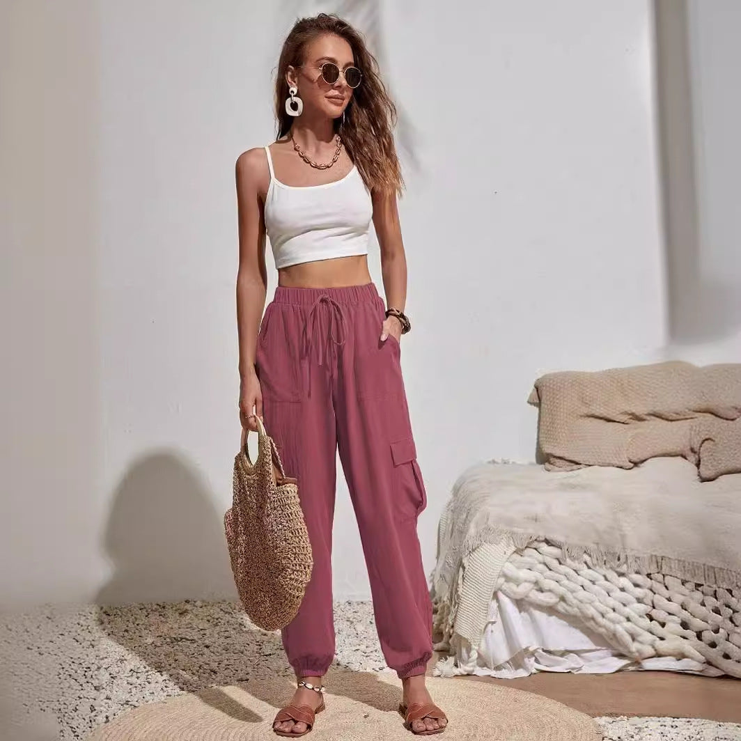 Casual cargo pants for women with elastic waist and practical pockets Chic and Style