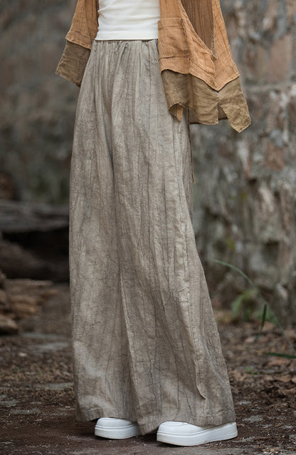 Loose linen pants for women with textured finish Chic und Stil