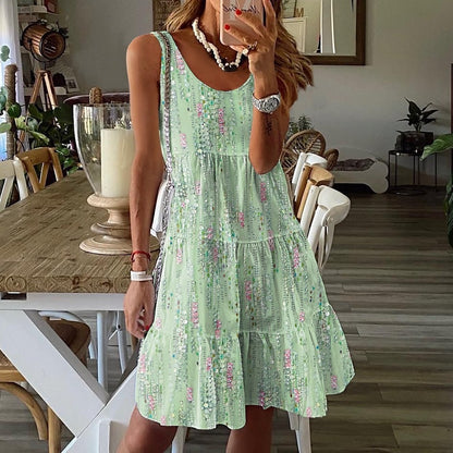 Robe de loisirs aérée pour dames avec volant flottant et imprimé ludique Chic und Stil