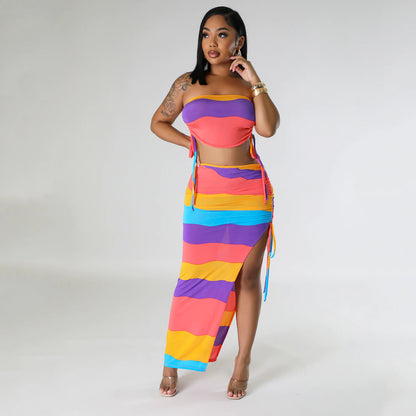 Women's Two Piece Maxi Dress Set Colorful Chic and Stylish