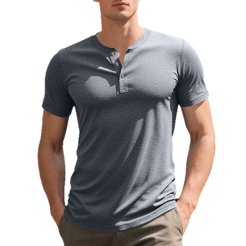 T-shirt Henley à manches courtes décontracté pour hommes en matériau respirant Chic und Stil