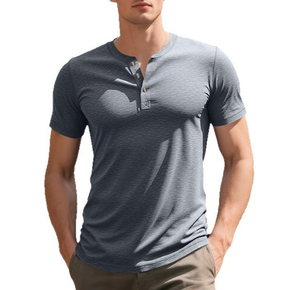 T-shirt Henley à manches courtes décontracté pour hommes en matériau respirant Chic und Stil
