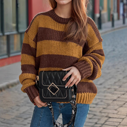 Femme pull en tricot rayé surdimensionné Chic und Stil