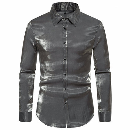 Chemise à manches longues pour hommes avec finition brillante et coupe élégante Chic und Stil