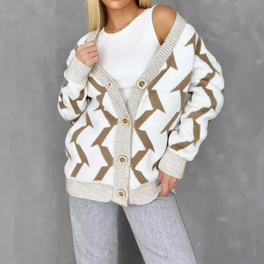 Dame cardigan en tricot confortable avec un design moderne en éclair et fermeture à boutons Chic und Stil