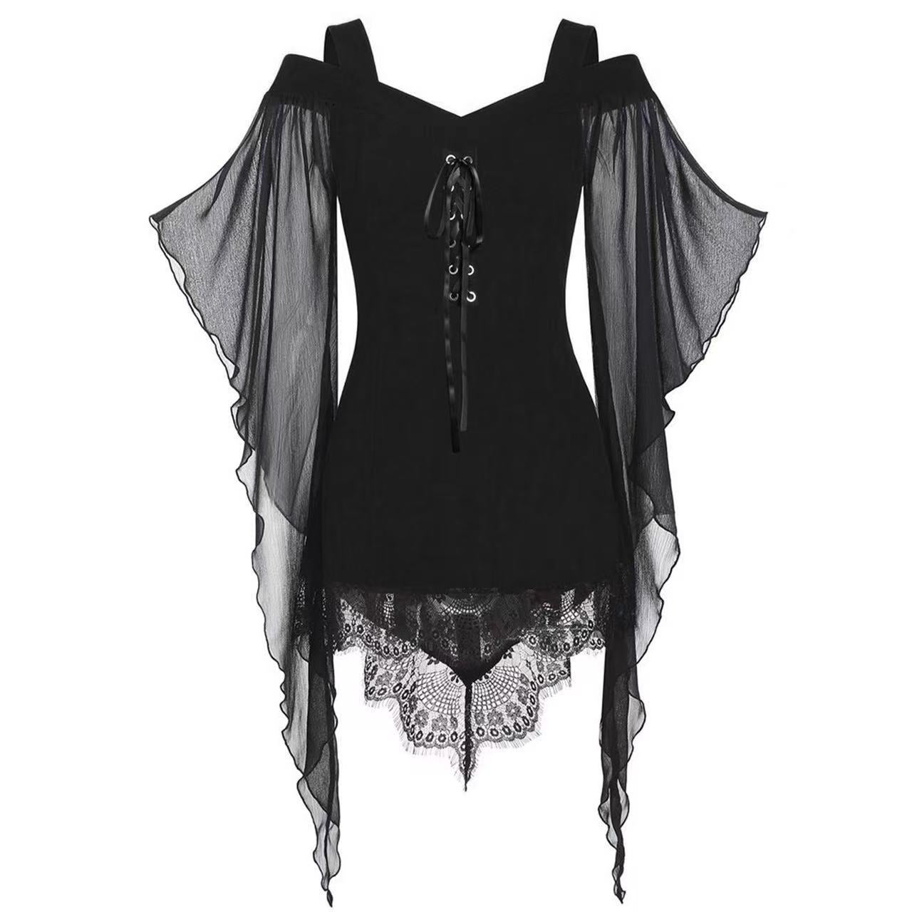 Elegant women's blouse with off-the-shoulder and lace Chic und Stil