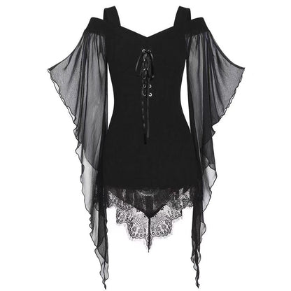 Elegant women's blouse with off-the-shoulder and lace Chic und Stil