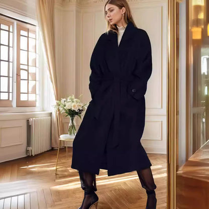 Dames élégant manteau oversized avec ceinture et poches Chic und Stil