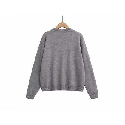 Damen pull en tricot avec motif adorable d'ours et bande décorative à nouer Chic und Stil