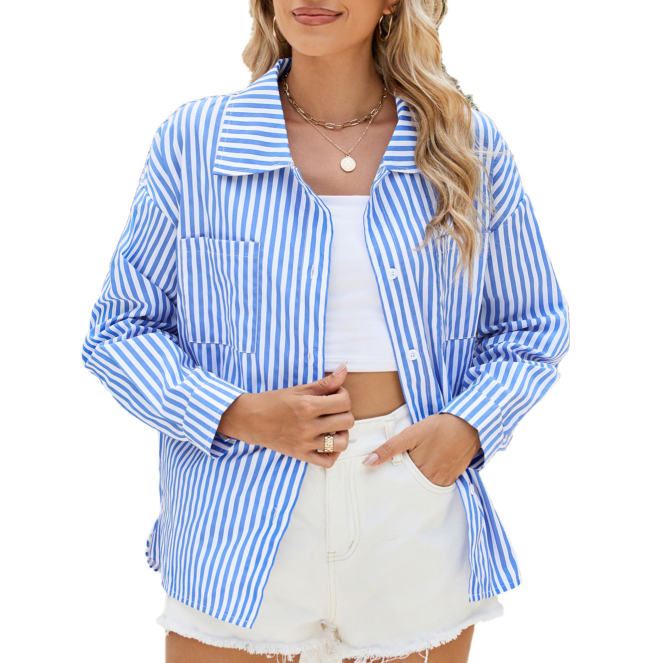 Chemisier oversized rayé pour femmes avec poches pratiques et coupe tendance Chic und Stil