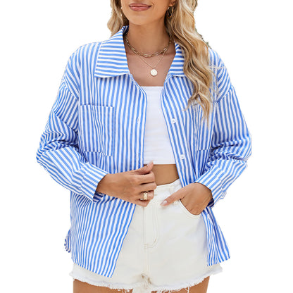 Chemisier oversized rayé pour femmes avec poches pratiques et coupe tendance Chic und Stil