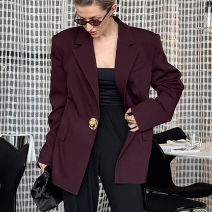 Blazer oversized pour femmes avec bouton doré Chic und Stil
