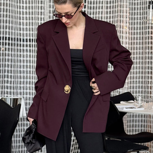 Blazer oversized pour femmes avec bouton doré Chic und Stil