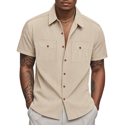 Chemise à manches courtes pour hommes avec surface structurée et poches poitrine pratiques Chic und Stil