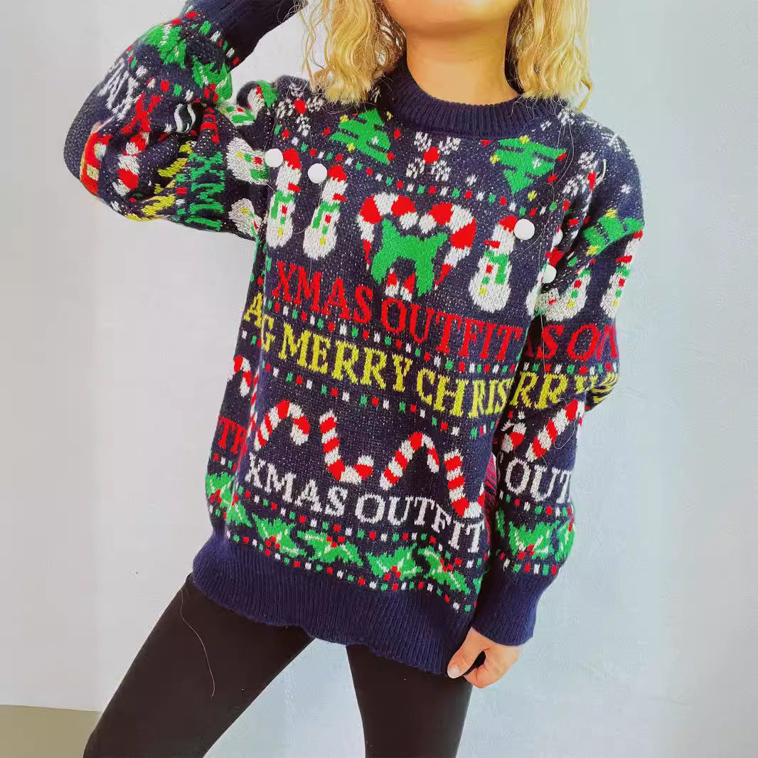 Pull de Noël pour femmes avec des motifs colorés et des applications amusantes Chic und Stil