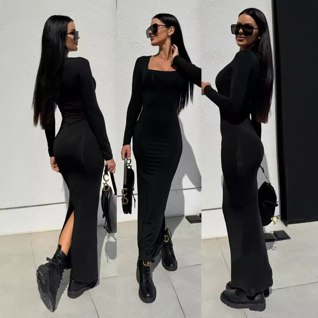 Robe Bodycon Chic und Stil à Imprimé Léopard à Manches Longues pour Femmes