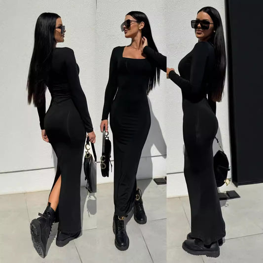 Women's Chic and Stylish Leopard Print Long Sleeve Bodycon Dress
