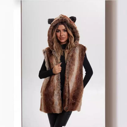 Dames Design de gilet en polaire avec capuche Chic und Stil