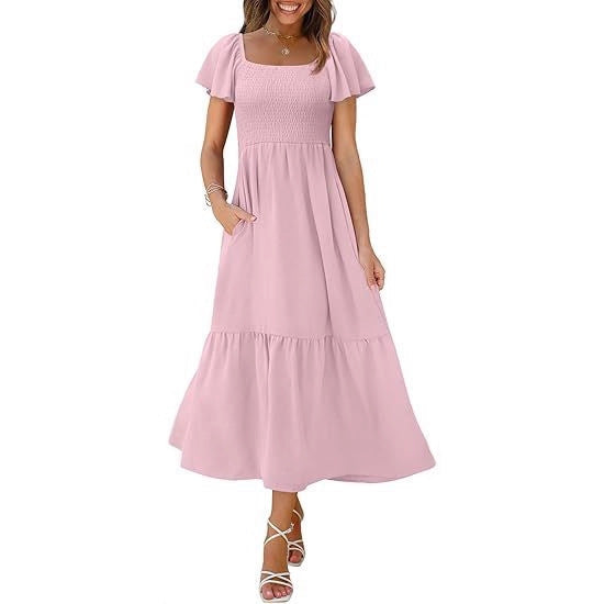 Robe maxi femme avec bretelles fines et volants volumineux Chic und Stil