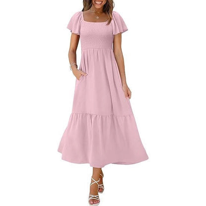 Robe maxi femme avec bretelles fines et volants volumineux Chic und Stil