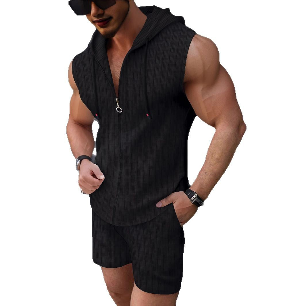 Men's sleeveless zip-up hoodie and shorts set Chic and Style