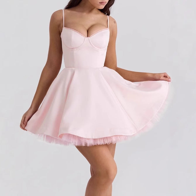 Robe A-ligne ludique pour femme avec bustier en dentelle et bretelles réglables Chic und Stil